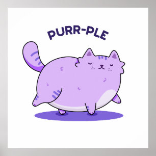 Affiche Purr-ple Funny Fat Kitty Chat Pun