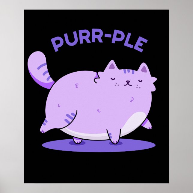 Affiche Purr-ple Funny Gras Kitty Chat Pun Dark BG (Devant)