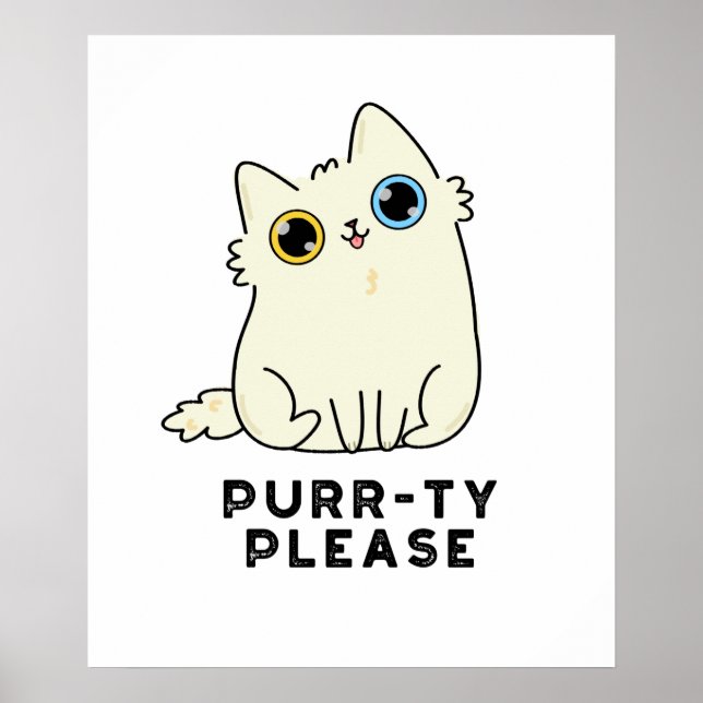 Affiche Purr ty S'Il Vous Plaît Funny Kitty Chat Pun (Devant)