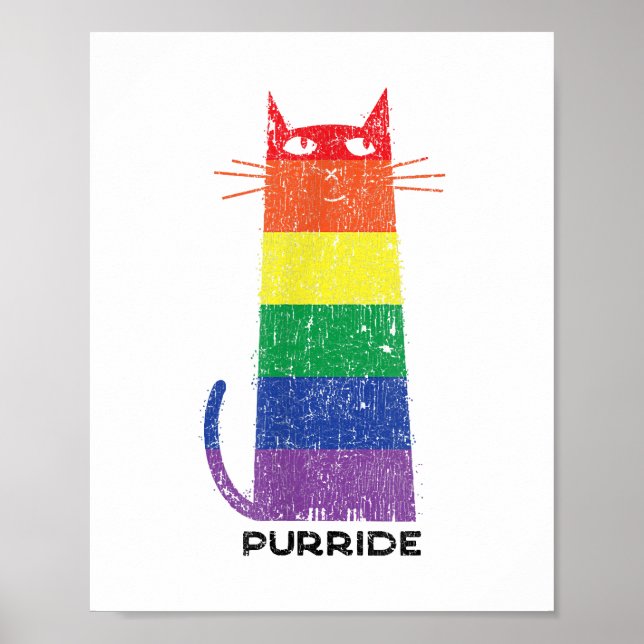 Affiche Purride Shirt LGBT Drôle Gay pride Chat Saying Gra (Devant)