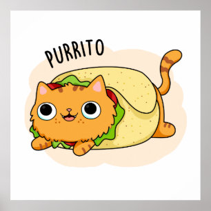 Affiche Purrito Drôle Chat Burrito Pun