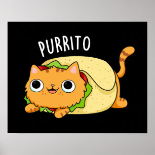 Affiche Purrito Funny Chat Burrito Pun Dark BG