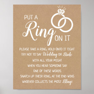 Affiche Put a Ring on it bridal shower wedding game sign