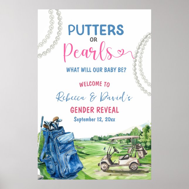 Affiche Putters or Pearls Gender Reveal Welcome Sign (Devant)