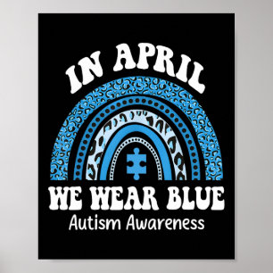 Affiche Puzzle Arc-en-ciel En Avril Nous Portons Bleu Sens