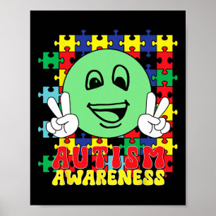 Affiche Puzzle Autistique Pièces Sourire Sensibilisation s