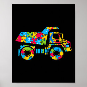 Affiche Puzzle Camion à benne Autisme Sensibilisation Femm