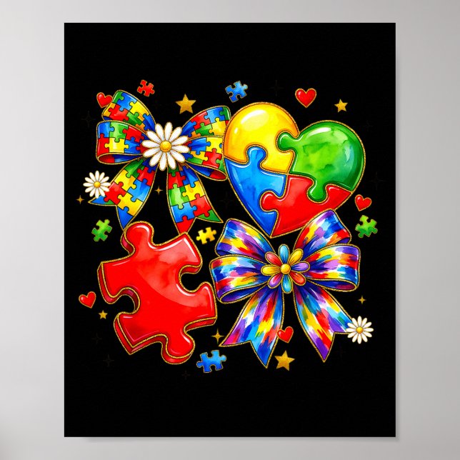 Affiche Puzzle collage noeud coquet autisme sensibilisatio (Devant)