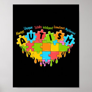 Affiche Puzzle coloré Heart Love Sensibilisation sur l'aut