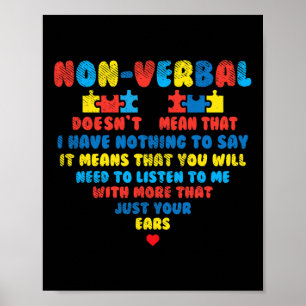 Affiche Puzzle de coeur non verbalement Écouter Sensibilis