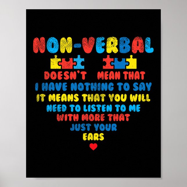 Affiche Puzzle de coeur non verbalement Écouter Sensibilis (Devant)