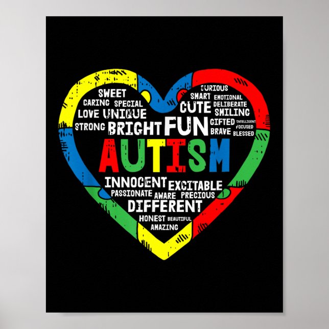 Affiche Puzzle de coeur Sensibilisation sur l'autisme bril (Devant)
