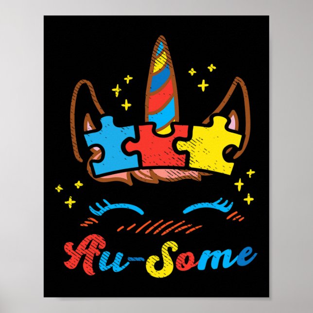 Affiche Puzzle de visage de licorne Ausome Sensibilisation (Devant)