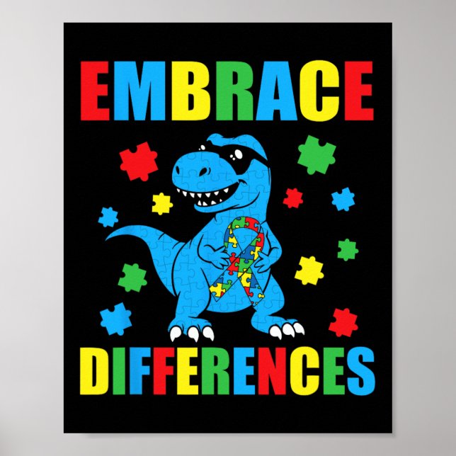 Affiche Puzzle Dinosaure T-Rex Accepter les Différences Au (Devant)