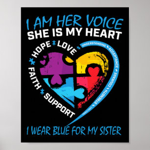 Affiche Puzzle Je Porte Du Bleu Pour Ma Soeur Autisme Aw