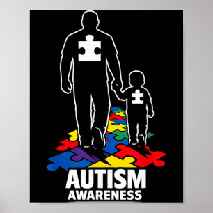Affiche Puzzle Papa Autiste Marchant Ensemble