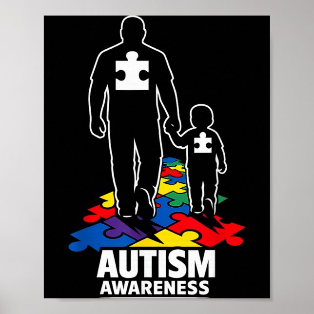 Affiche Puzzle Papa Autiste Marchant Ensemble (Devant)