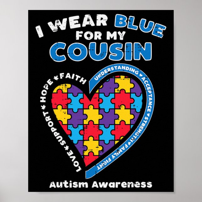 Affiche Puzzle Porter Bleu Pour Mon Cousin Sensibilisation (Devant)