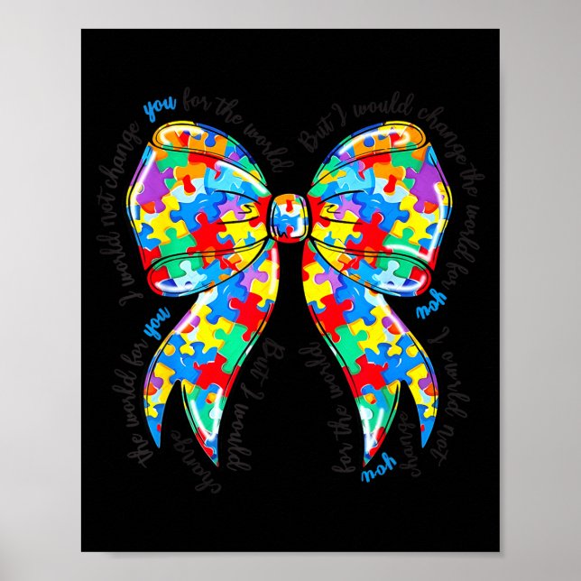Affiche Puzzle Ruban Coquette Autisme Fière de la Sensibil (Devant)