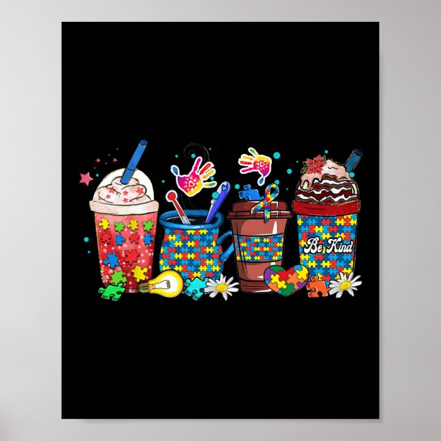 Affiche Puzzle Sensibilisation sur l'autisme Jour Café Lat (Devant)