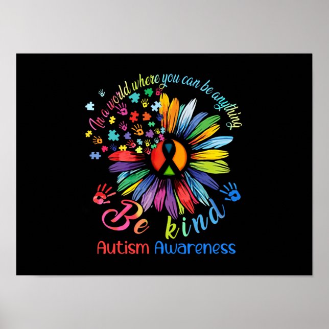 Affiche Puzzle Sunflower Be Kind Autism Awareness Support (Devant)