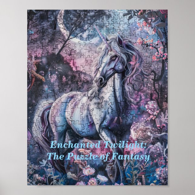 Affiche Puzzle Unicorn Lune - Imaginaire de nuit mystique (Devant)