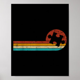 Affiche Puzzle vintage autisme Maman Papa Sensibilisation