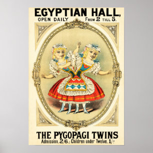 Affiche Pygopagi Twins EGYPTIAN HALL Freak Show Circus