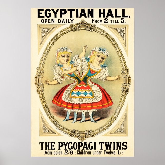Affiche Pygopagi Twins EGYPTIAN HALL Freak Show Circus (Devant)