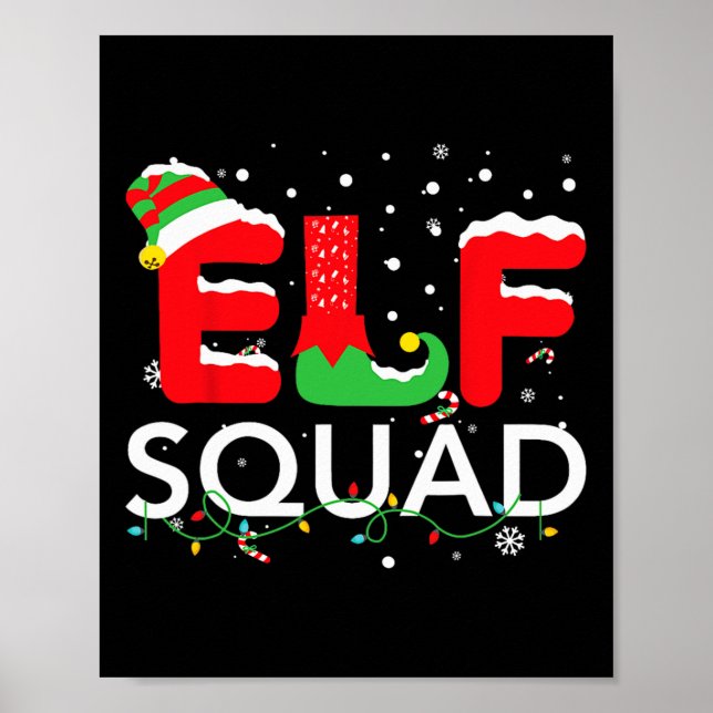 Affiche Pyjama de Noël assorti pour famille d'elfes Squ (Devant)