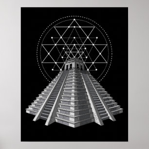 Affiche Pyramide aztèque Géométrie sacrée maya antique