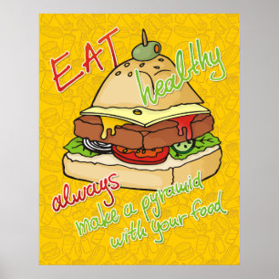 Affiche pyramide de burger pour une alimentation saine