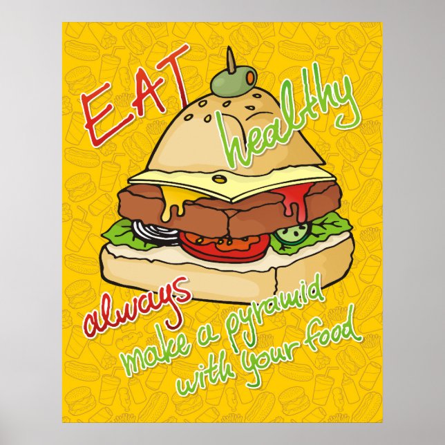 Affiche pyramide de burger pour une alimentation saine (Devant)
