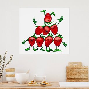 Affiche Pyramide de Fruits de la Famille Heureuse des Frai