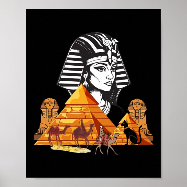 Affiche Pyramide de tête de la reine égyptienne Cleopatra  (Devant)