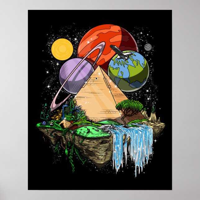 Affiche Pyramide égyptienne de l'espace psychédélique (Devant)