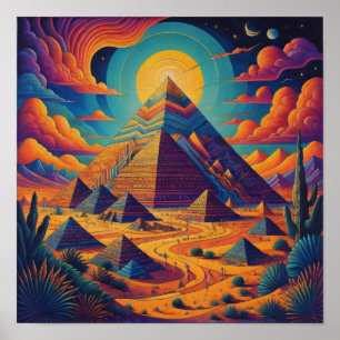 Affiche Pyramide égyptienne psychédélique paysage art