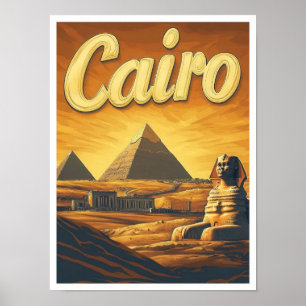 Affiche Pyramide Le Caire Egypte Illustration Vintage voya