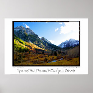 Affiche Pyramide Peak & Cloches de marron, Aspen, Colorado