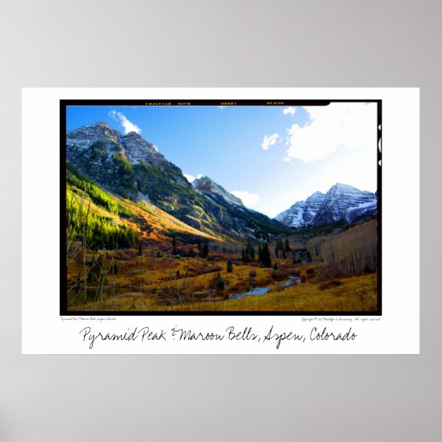 Affiche Pyramide Peak & Cloches de marron, Aspen, Colorado (Devant)