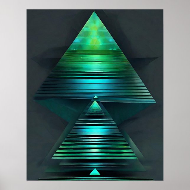 AFFICHE PYRAMIDE VERT TURQUOISE CLAIR ART (Devant)