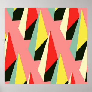 Affiche Pyramides 3D : Vintage géométrique rétro.