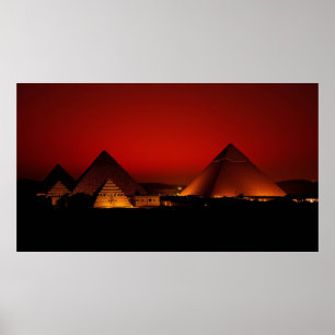 Affiche Pyramides au coucher de soleil rouge