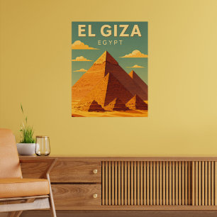 Affiche Pyramides de Giza Vintage – Voyage Rétro en Égypte