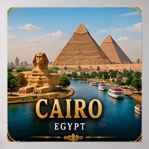 Affiche Pyramides du Caire et splendeur intemporelle du Ni