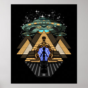 Affiche Pyramides égyptiennes Espace Alien Annunaki Conspi