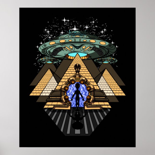 Affiche Pyramides égyptiennes Espace Alien Annunaki Conspi (Devant)
