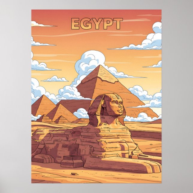 Affiche Pyramides et sphinx égyptiens identiques (Devant)