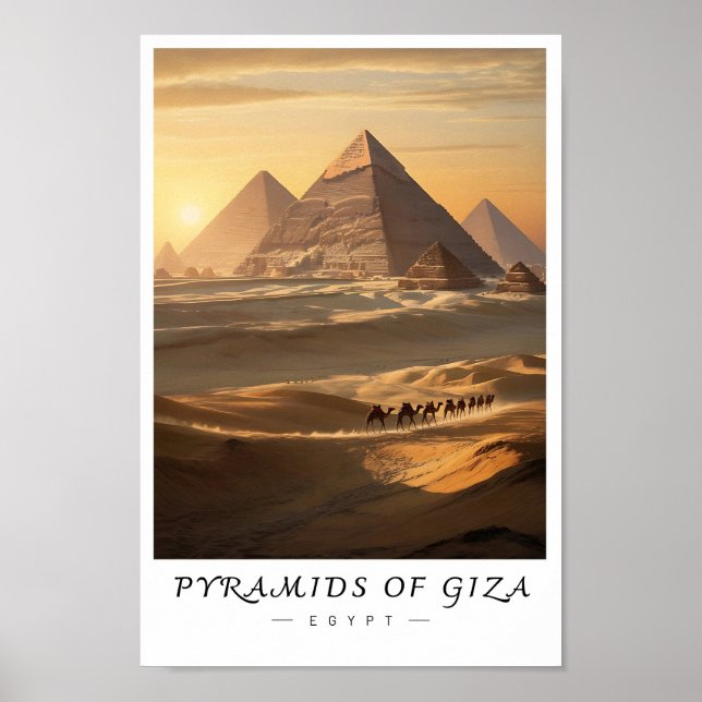 Affiche Pyramids of Giza Egypt Wall Art, Ancient Landmark (Devant)