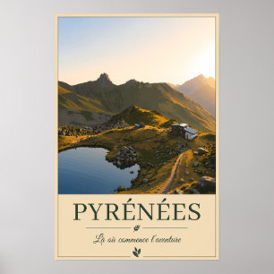 Affiche Pyrénées France – Lake Illustrated Landscape